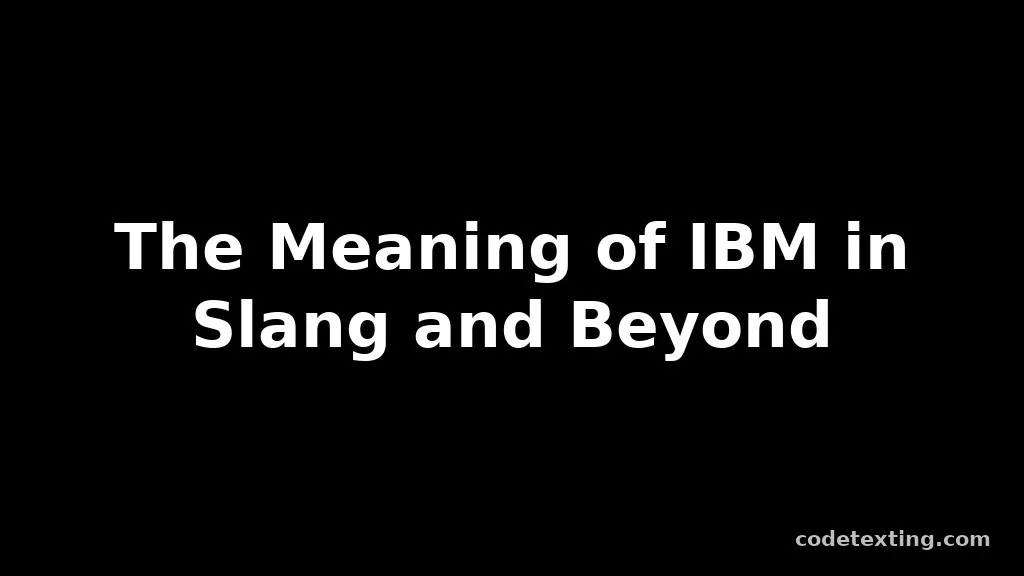 ibm meaning slang