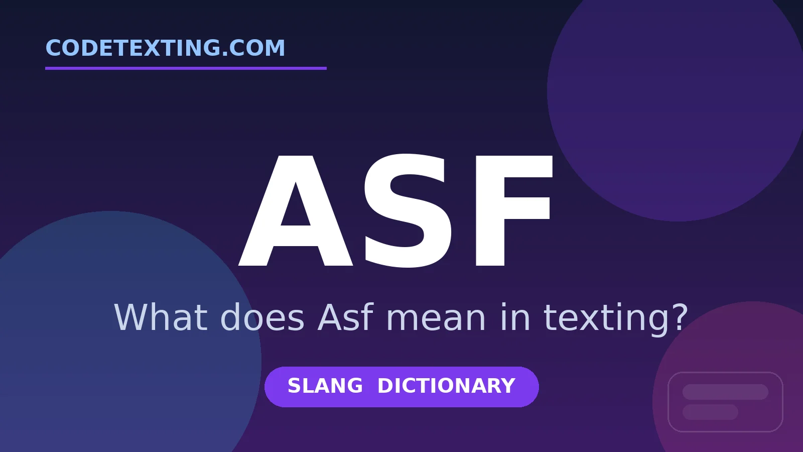 Asf meaning in texting slang - what does Asf mean
