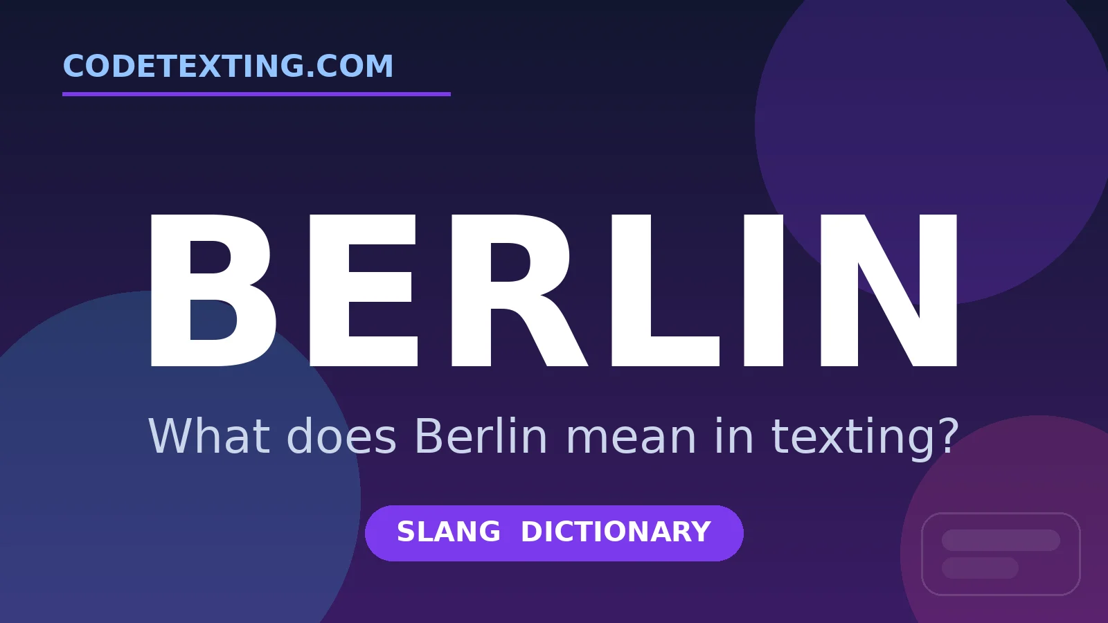 Berlin meaning in texting slang - what does Berlin mean