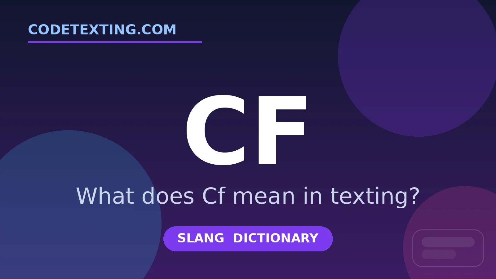 Cf meaning in texting slang - what does Cf mean