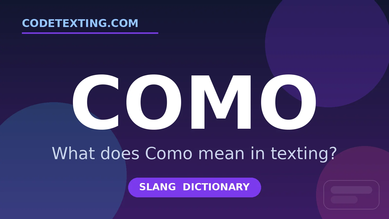 Como meaning in texting slang - what does Como mean