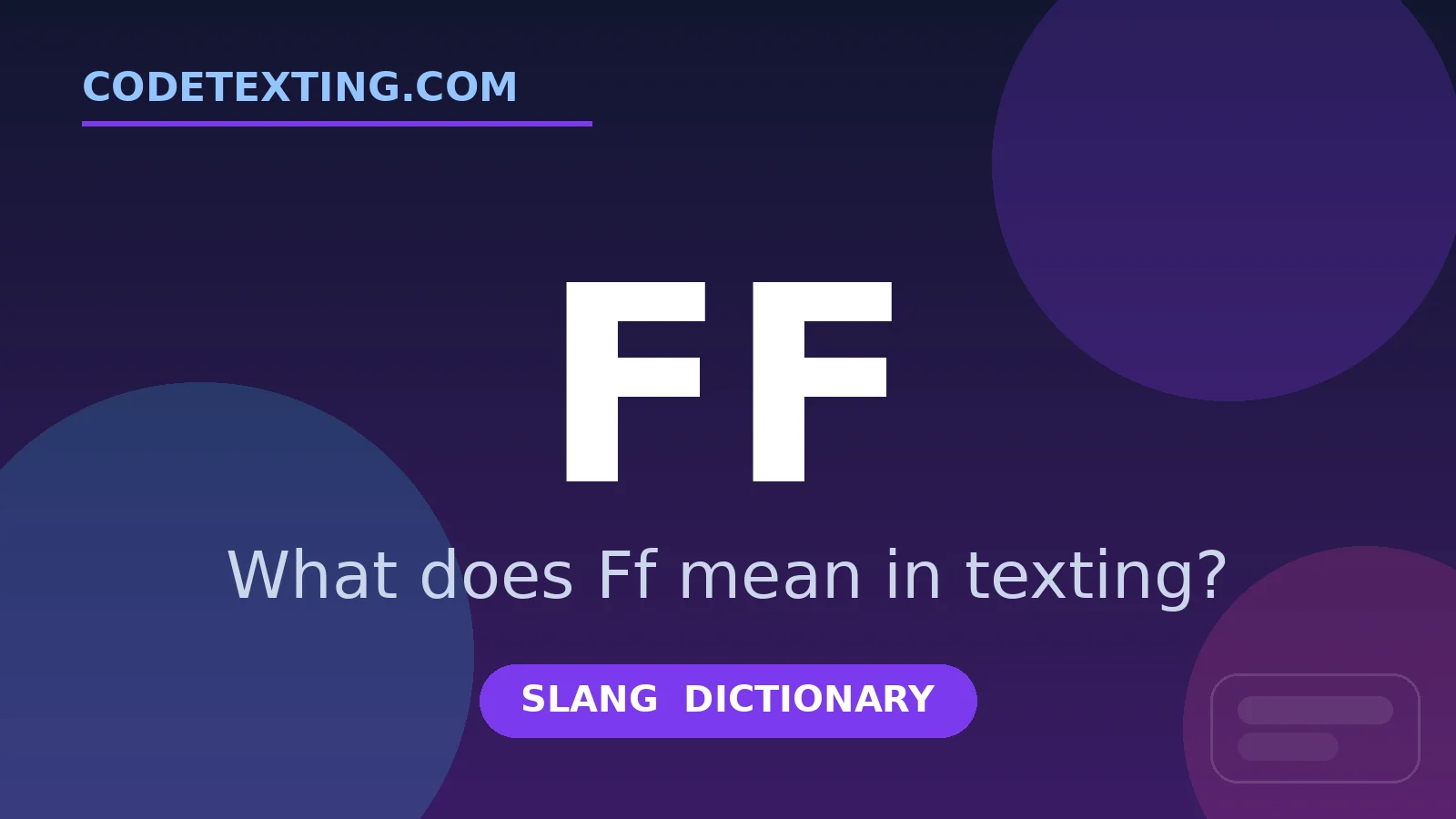 Ff meaning in texting slang - what does Ff mean