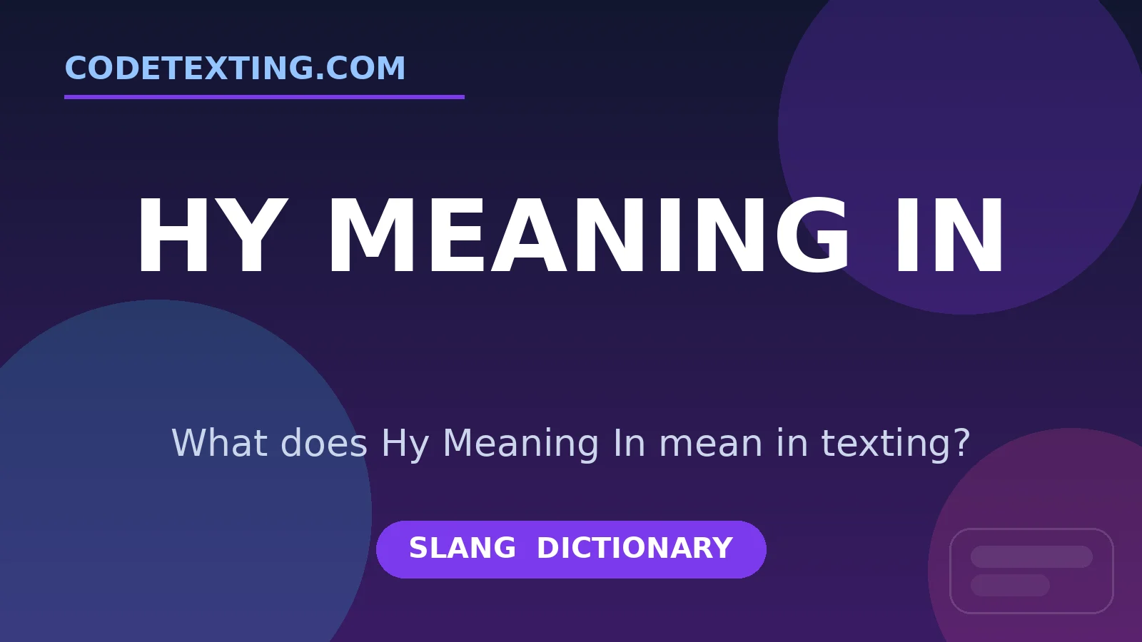 HY meaning in texting slang