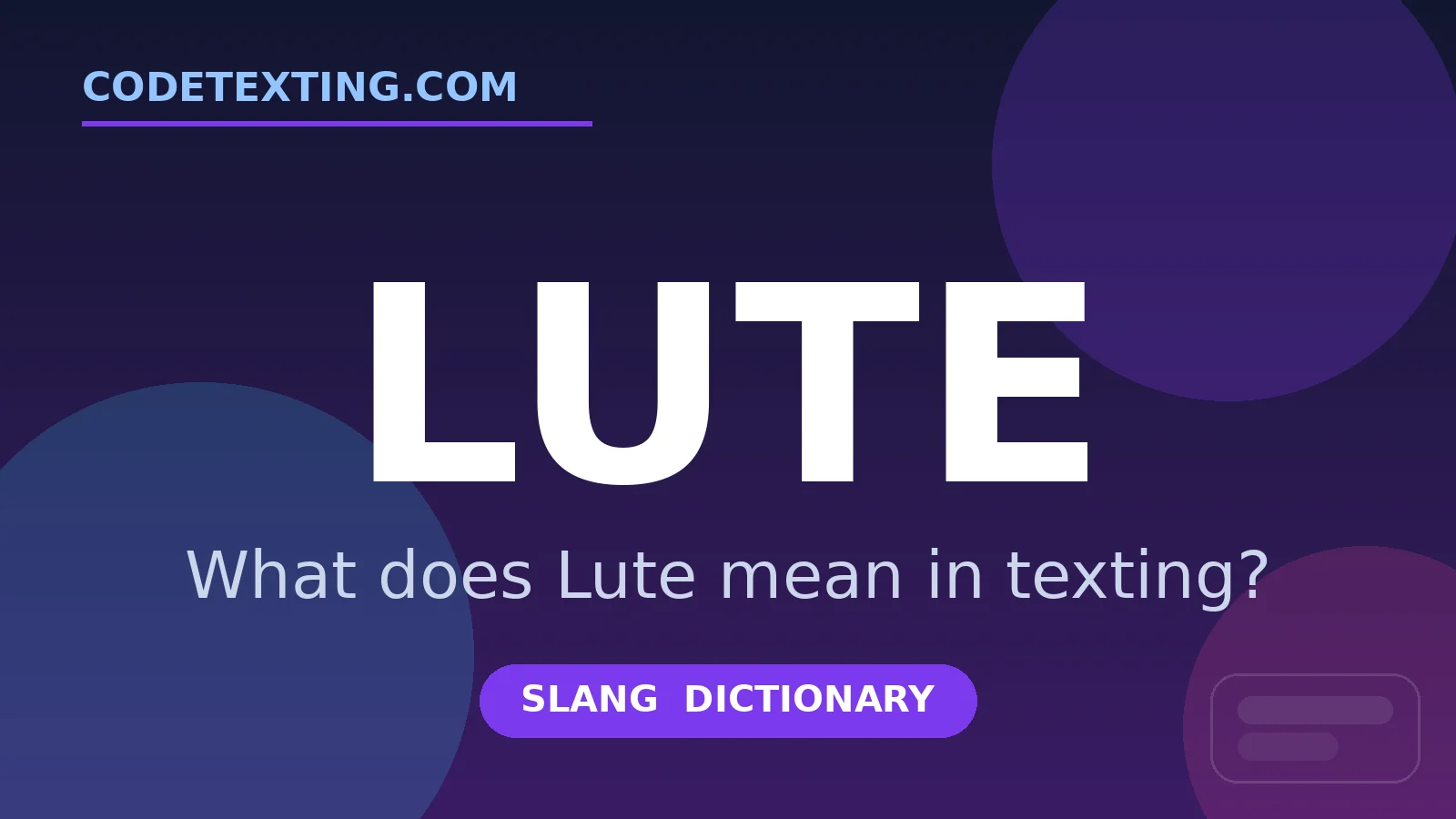 Lute meaning in texting slang - what does Lute mean