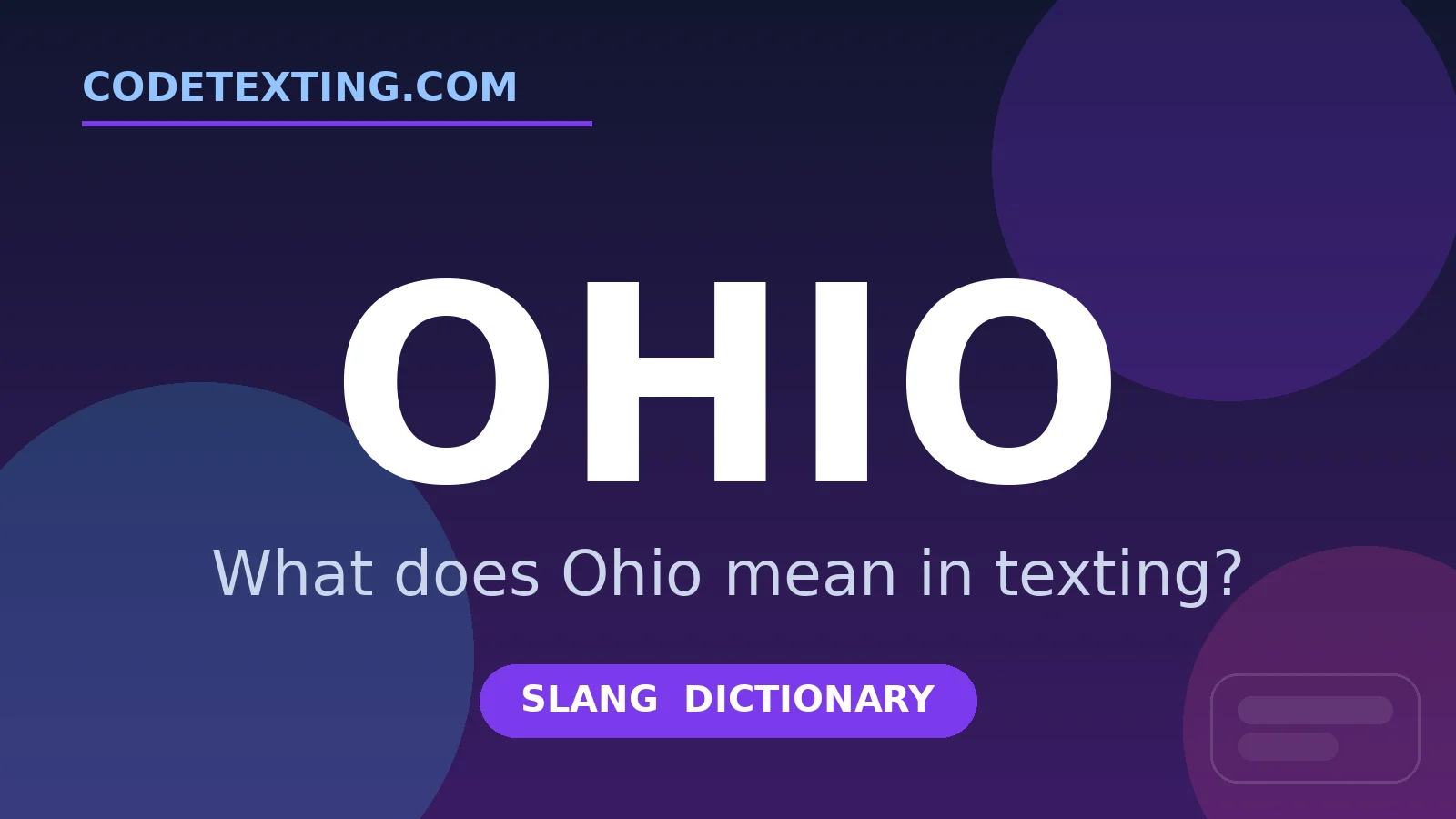 Ohio meaning in texting slang - what does Ohio mean