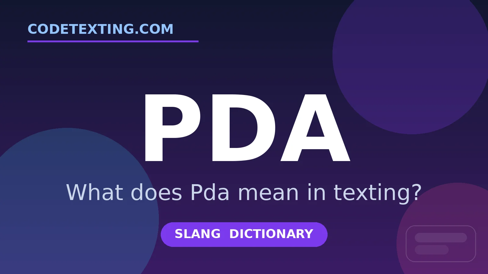 Pda meaning in texting slang - what does Pda mean