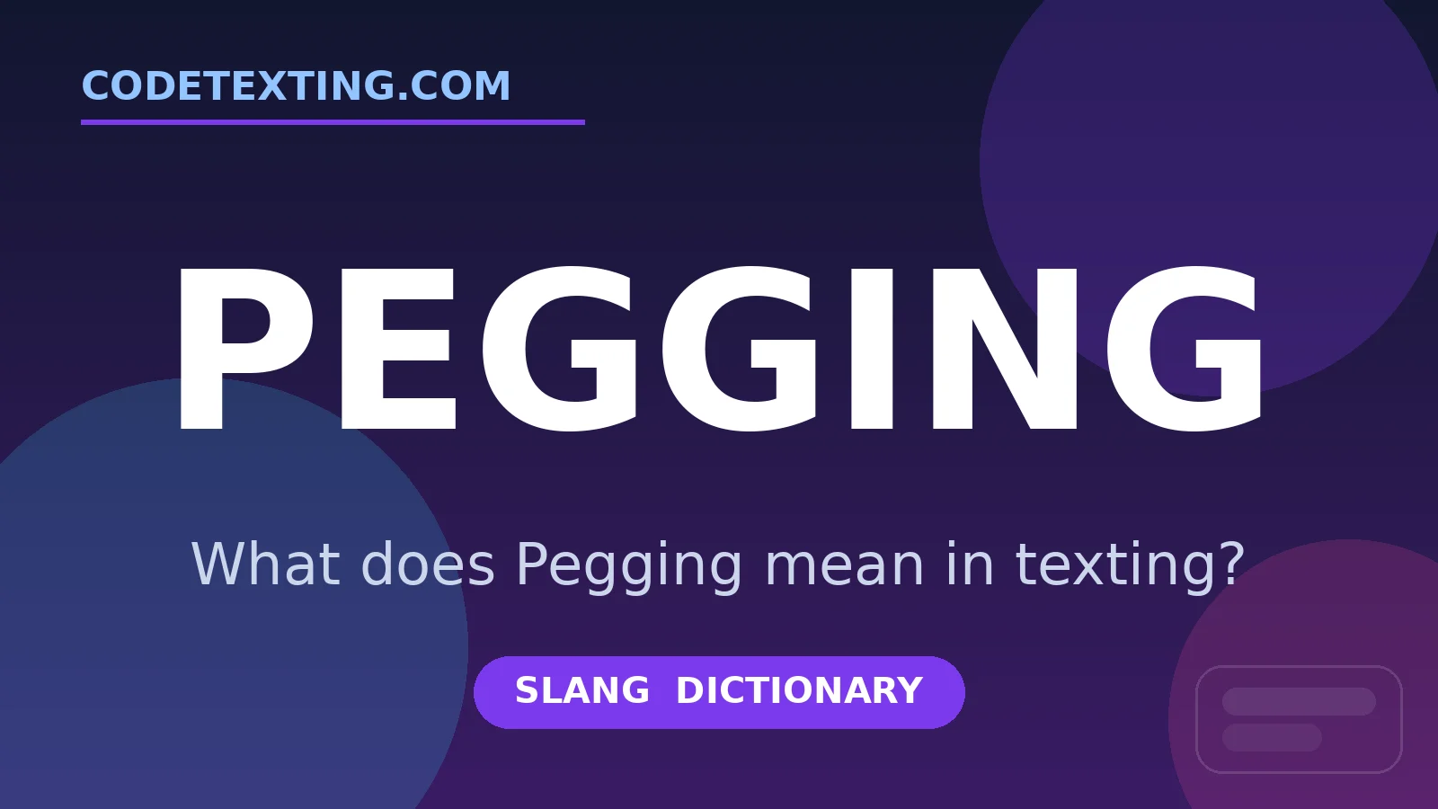 Pegging meaning in texting slang - what does Pegging mean