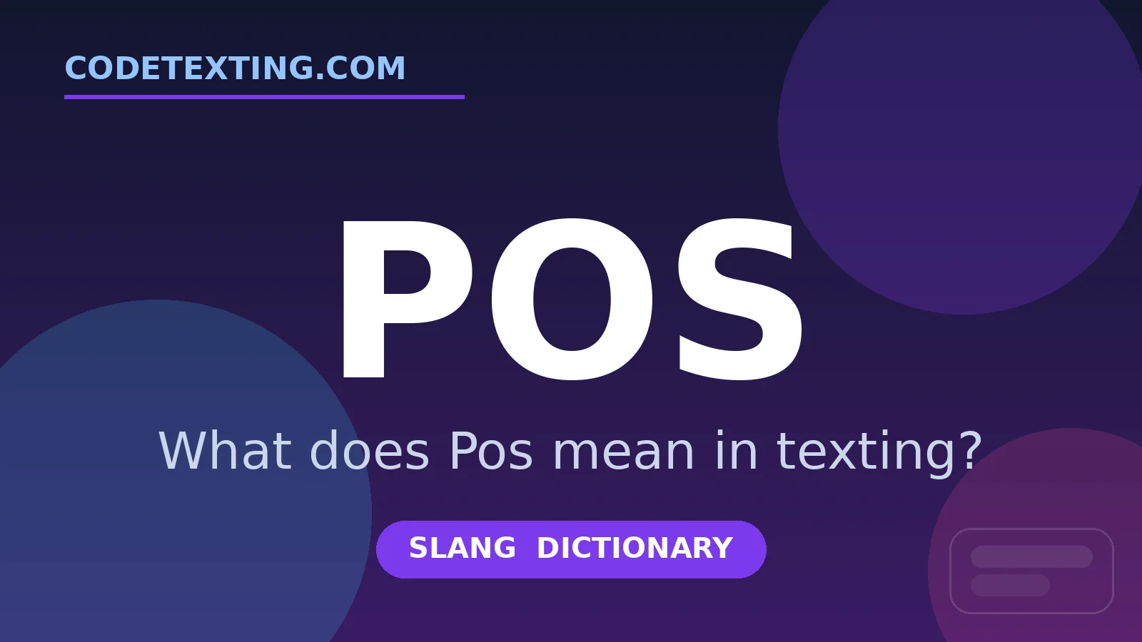 Pos meaning in texting slang - what does Pos mean