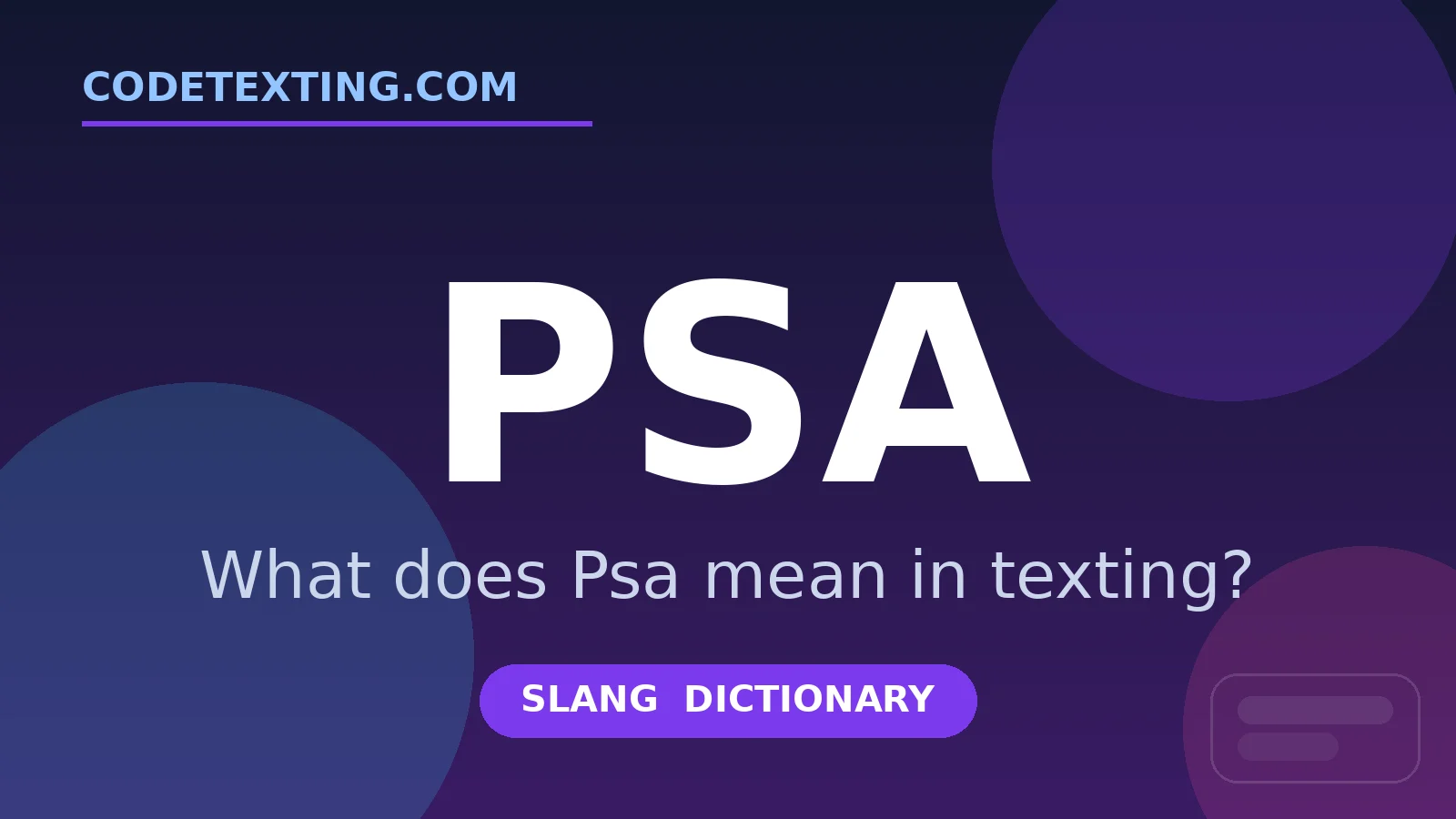 Psa meaning in texting slang - what does Psa mean