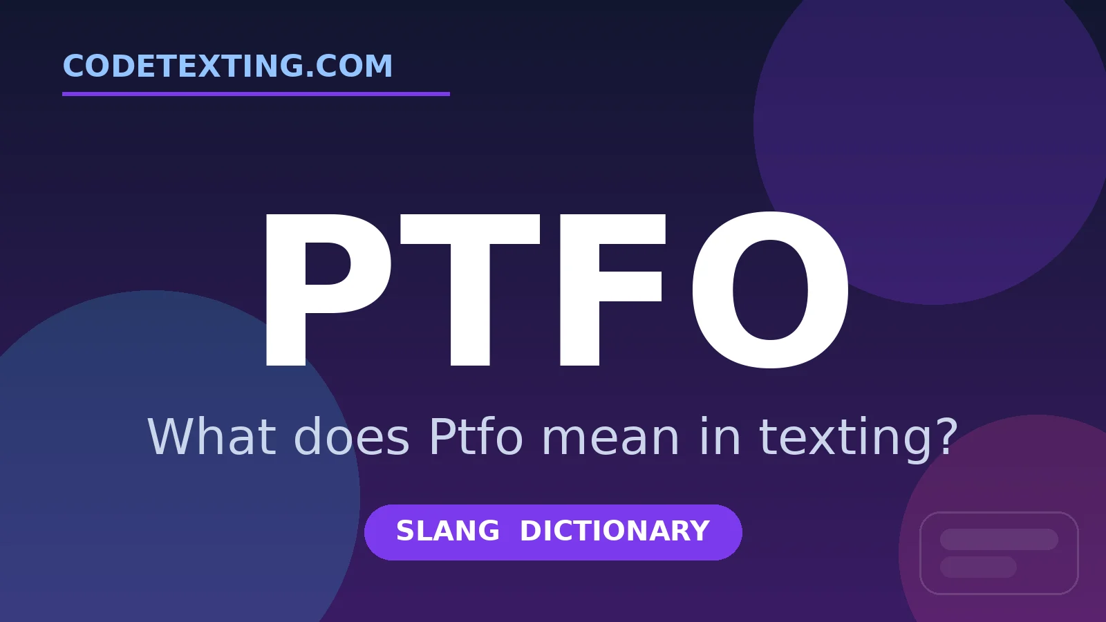 Ptfo meaning in texting slang - what does Ptfo mean