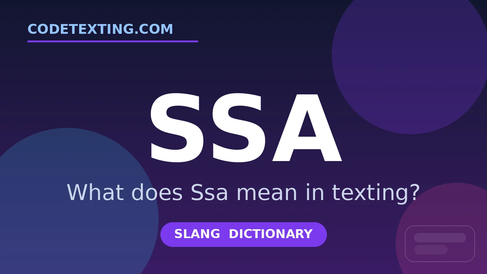 Ssa meaning in texting slang - what does Ssa mean