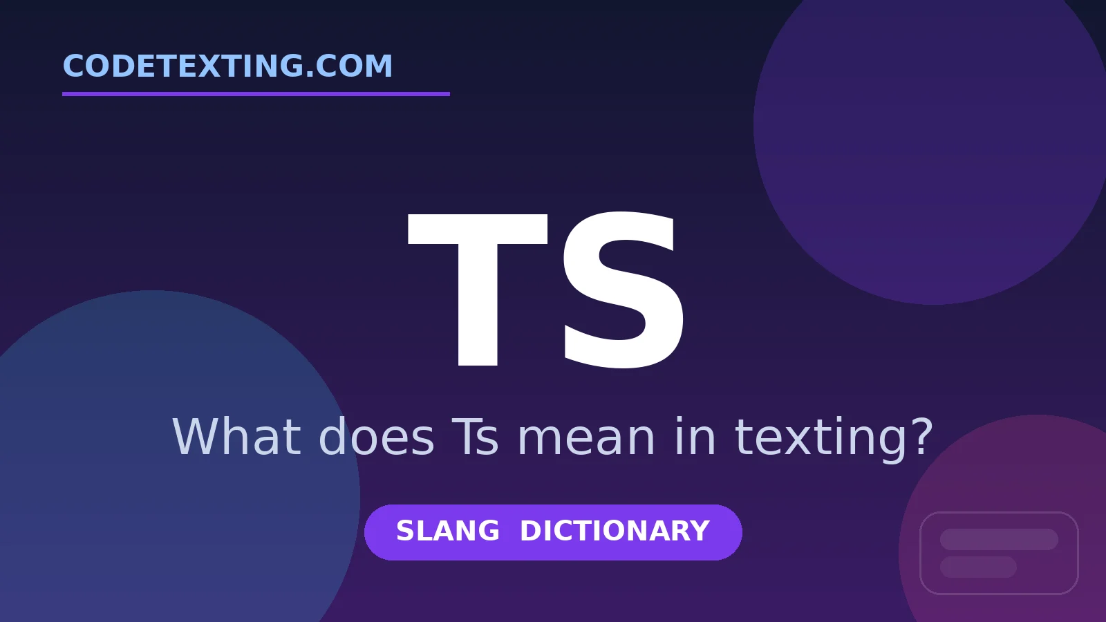 Ts meaning in texting slang - what does Ts mean