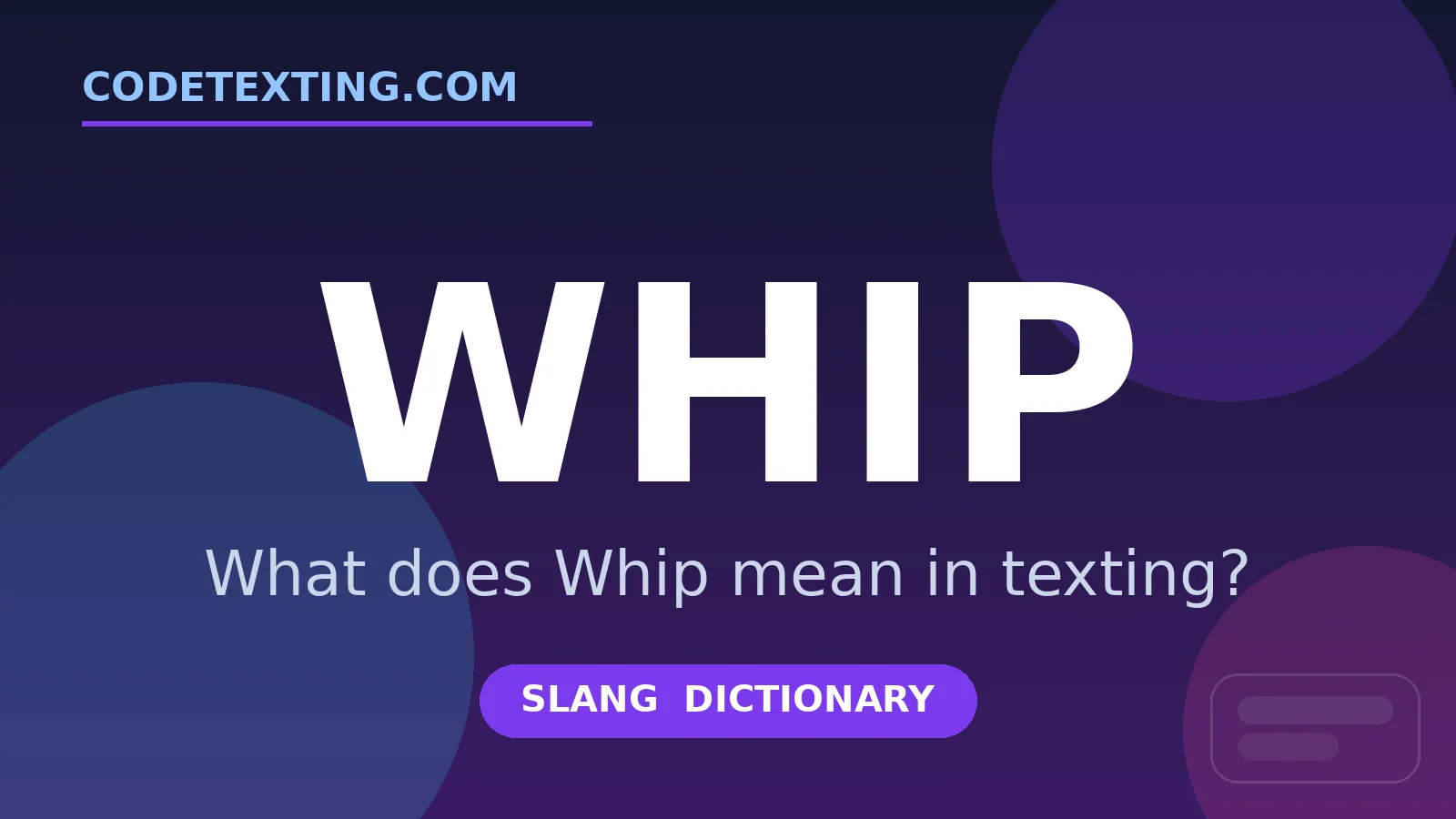 Whip meaning in texting slang - what does Whip mean