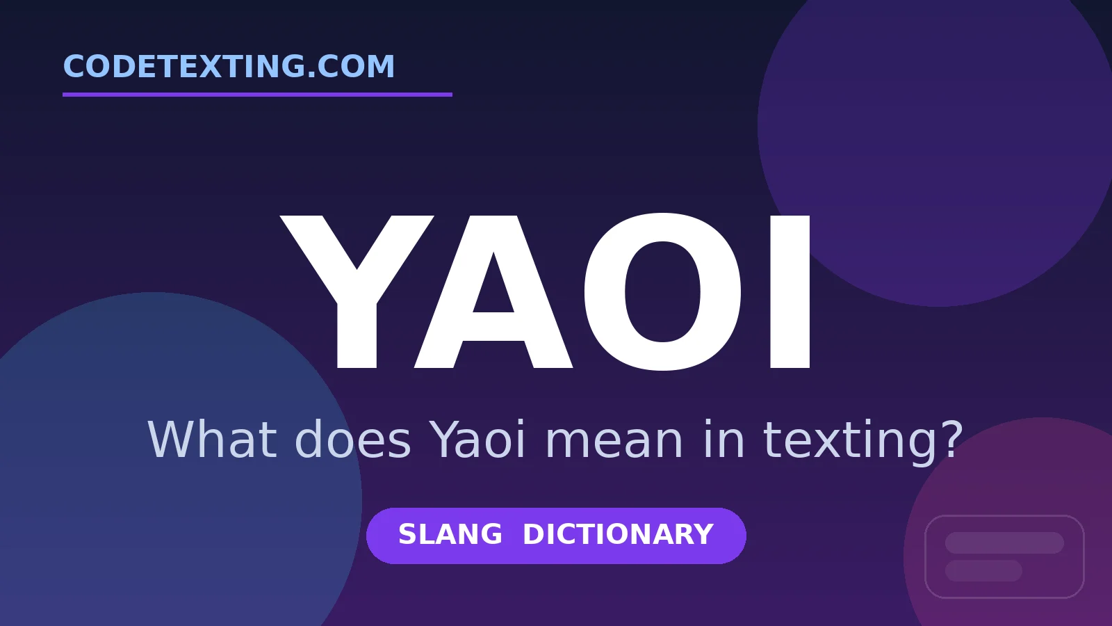 Yaoi meaning in texting slang - what does Yaoi mean