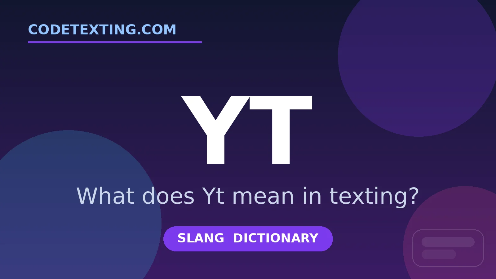 Yt meaning in texting slang - what does Yt mean